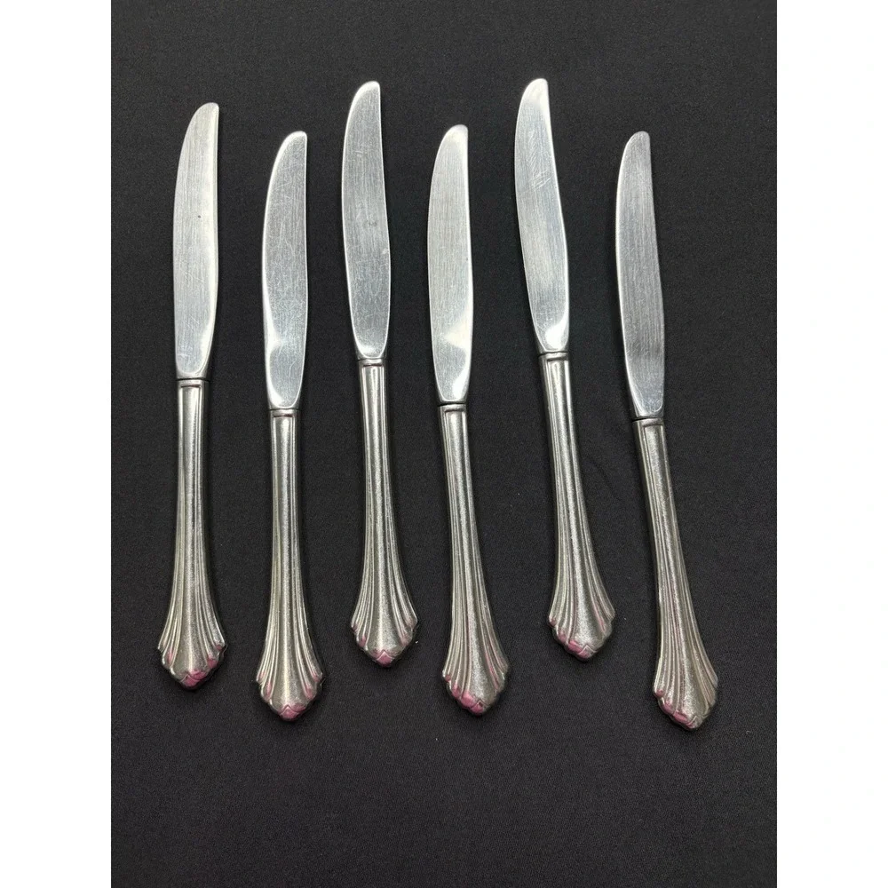 5 ONEIDA BANCROFT DINNER KNIVES STAINLESS FLATWARE‎ GLOSSY RETIRED 9